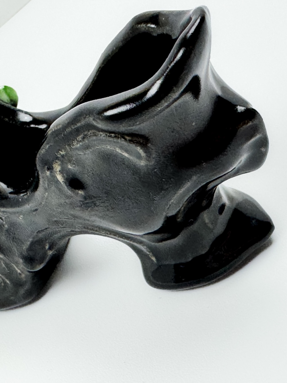 Vintage Ceramic Black High Heel Shoe Figurine Planter Yellow Rose 6” - Picture 11 of 13